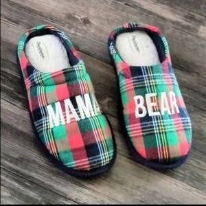 Plaid Mama Bear Slippers